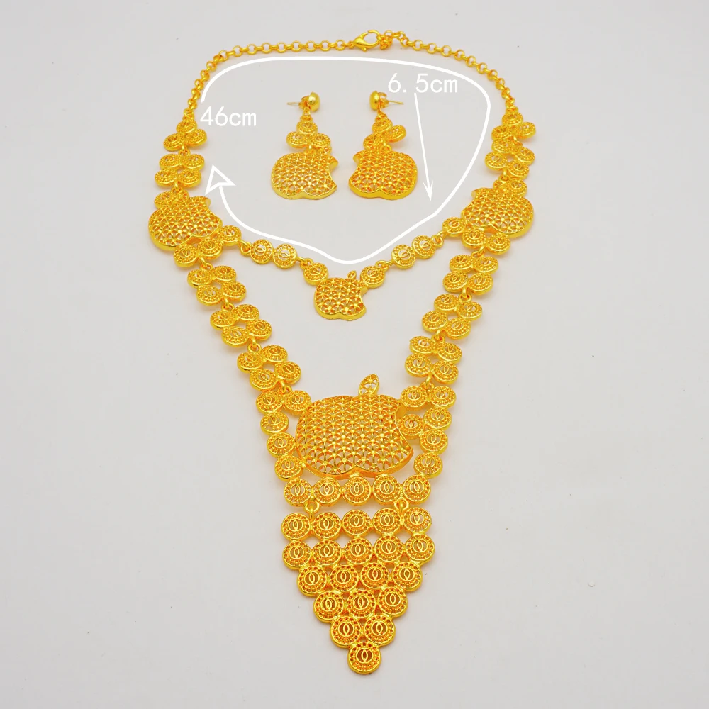 Dubai Gold Color Jewelry Sets African Indian Wedding Bridal Wife Gifts Necklace Bracelet Earrings Ring Jewelry for Women 2022