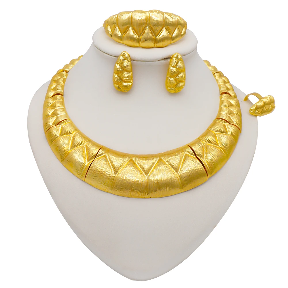 Dubai Gold Color Jewelry Sets African Indian Wedding Bridal Wife Gifts Necklace Bracelet Earrings Ring Jewelry for Women 2022