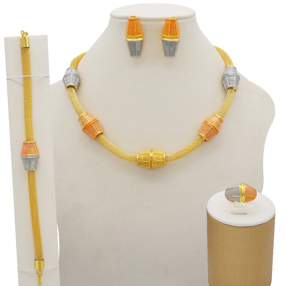 Dubai Gold Color Jewelry Sets African Indian Wedding Bridal Wife Gifts Necklace Bracelet Earrings Ring Jewelry for Women 2022