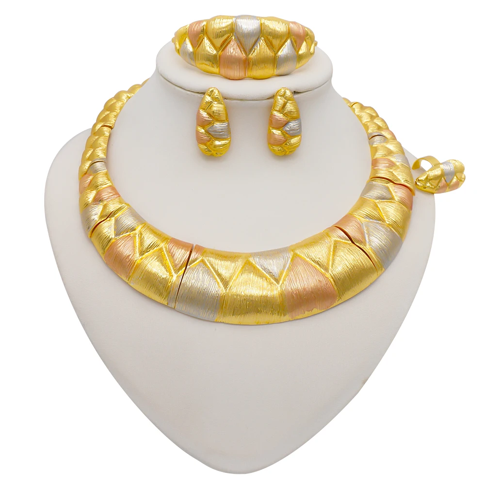 Dubai Gold Color Jewelry Sets African Indian Wedding Bridal Wife Gifts Necklace Bracelet Earrings Ring Jewelry for Women 2022
