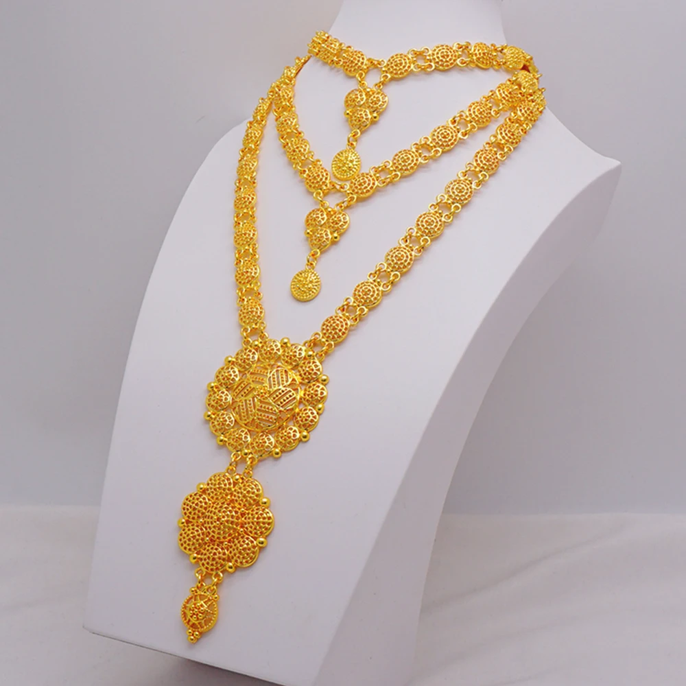 Dubai Gold Color Jewelry Sets African Indian Wedding Bridal Wife Gifts Necklace Bracelet Earrings Ring Jewelry for Women 2022