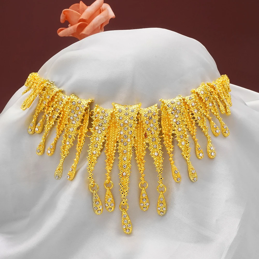 Dubai Gold Color Jewelry Sets African Indian Wedding Bridal Wife Gifts Necklace Bracelet Earrings Ring Jewelry for Women 2022