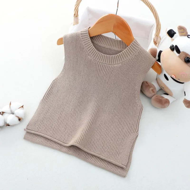 Baby Girls Sweaters Baby Girl Solid Sleeveless Pullover Vest Baby Boys Sweaters Knit Vest Kids Toddler Autumn Outerwear