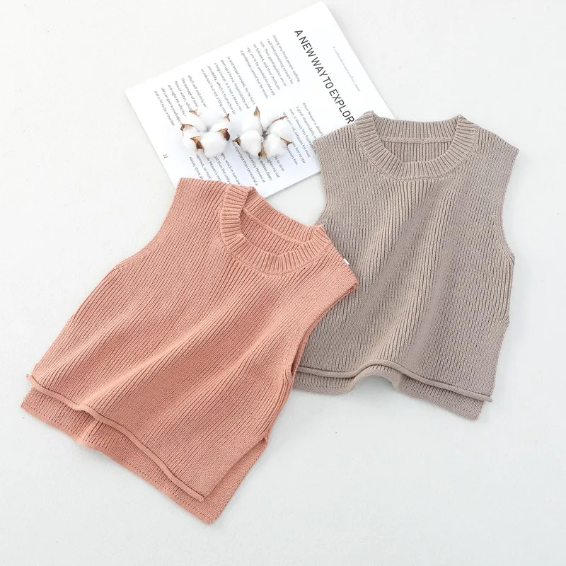 Baby Girls Sweaters Baby Girl Solid Sleeveless Pullover Vest Baby Boys Sweaters Knit Vest Kids Toddler Autumn Outerwear