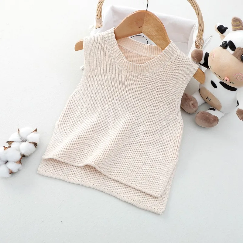 Baby Girls Sweaters Baby Girl Solid Sleeveless Pullover Vest Baby Boys Sweaters Knit Vest Kids Toddler Autumn Outerwear