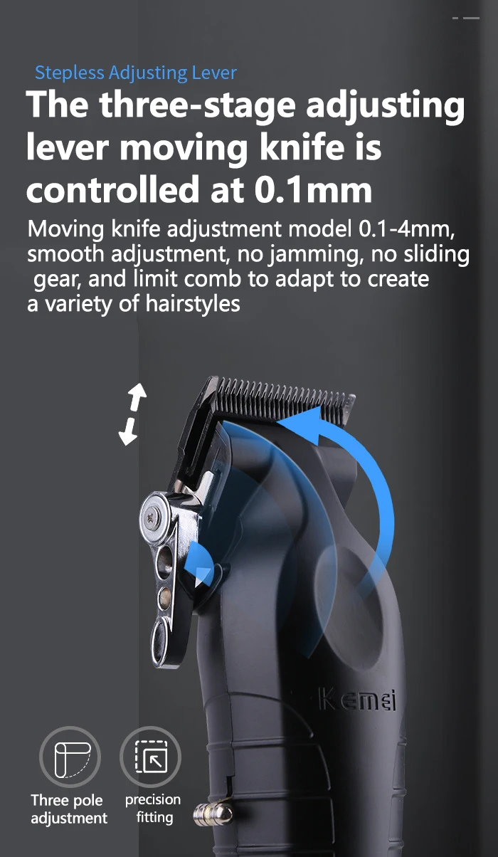 Kemei KM-2296 2299 Professional Hair Clipper for Men Hair Cutting Machine with Seat Charger Hair Trimmer Machine Haircut Machine