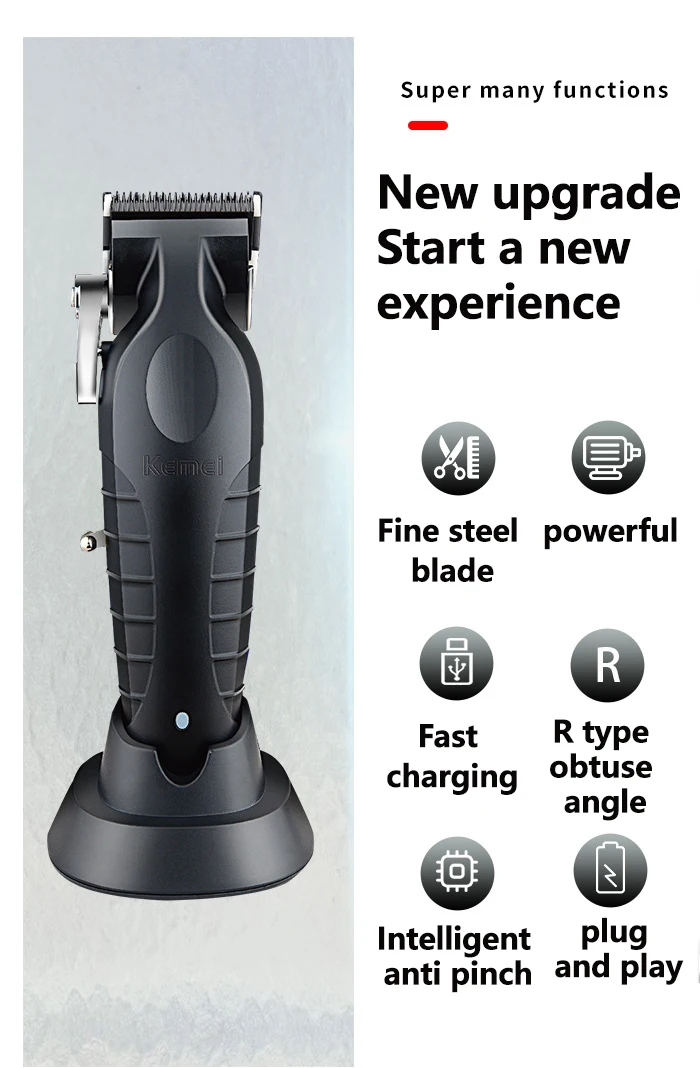Kemei KM-2296 2299 Professional Hair Clipper for Men Hair Cutting Machine with Seat Charger Hair Trimmer Machine Haircut Machine