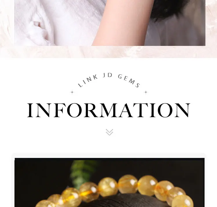 RUILONG Fashion Natural Rutilated Quartz Stone Bracelet 6/8/10MM Round Beads Jewelry Sweet Color Charm Bracelet Wristband Gift