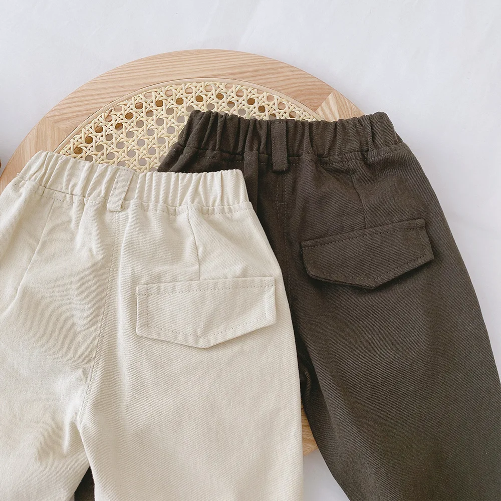 Children Pants Autumn Spring Casual Cotton Canvas Pants Fashion Kids Boys Girls Trousers