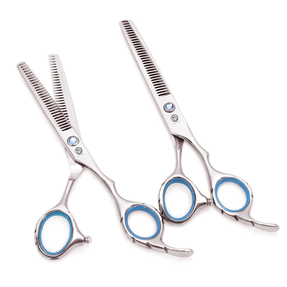 Professional Hairdressing Scissors 5.5" 6'' Purple Dragon Japan 440C Thinning Shears Douuble Side Teeth 15% Thinning Rate Z2001