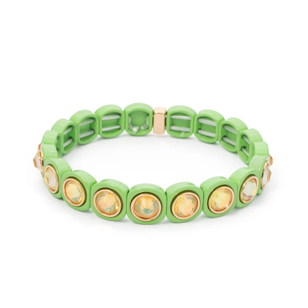 2023 New Design Colorful Bracelets For Women Inlaid Shiney Resin Diamond Elastic Bangle Acrylic Crystal Candy Color Jewelry