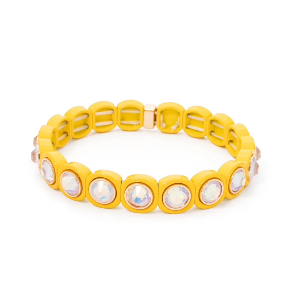 2023 New Design Colorful Bracelets For Women Inlaid Shiney Resin Diamond Elastic Bangle Acrylic Crystal Candy Color Jewelry