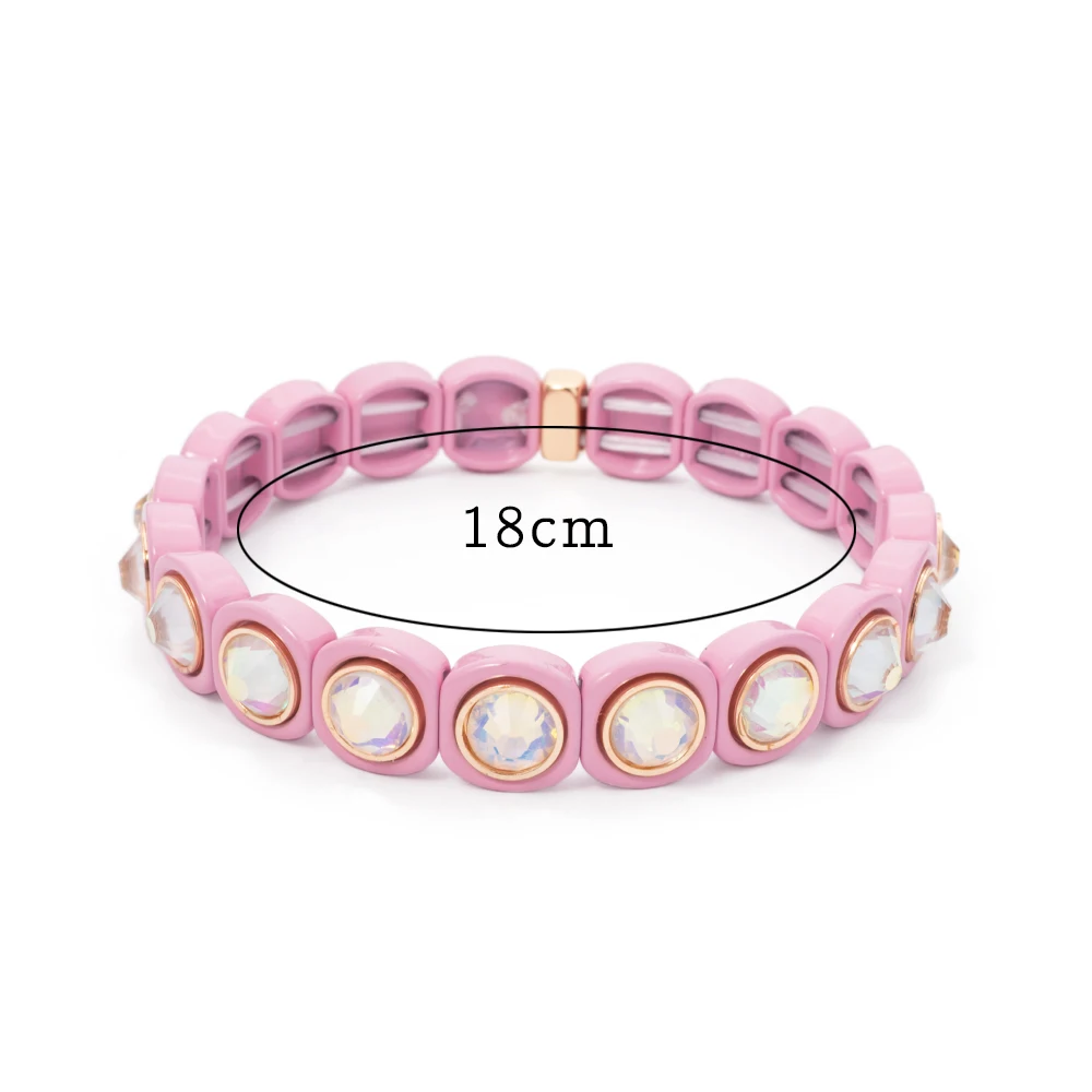 2023 New Design Colorful Bracelets For Women Inlaid Shiney Resin Diamond Elastic Bangle Acrylic Crystal Candy Color Jewelry