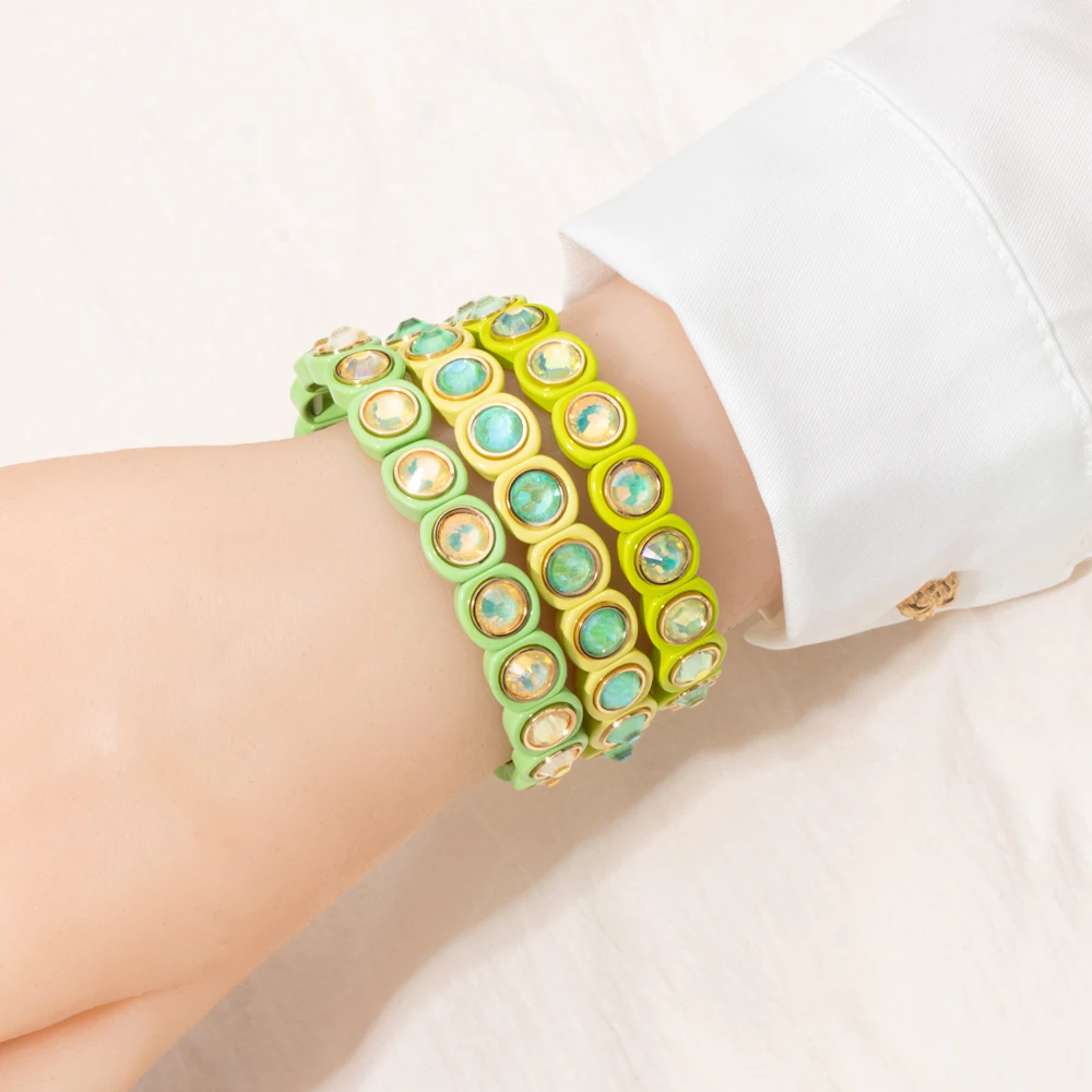 2023 New Design Colorful Bracelets For Women Inlaid Shiney Resin Diamond Elastic Bangle Acrylic Crystal Candy Color Jewelry