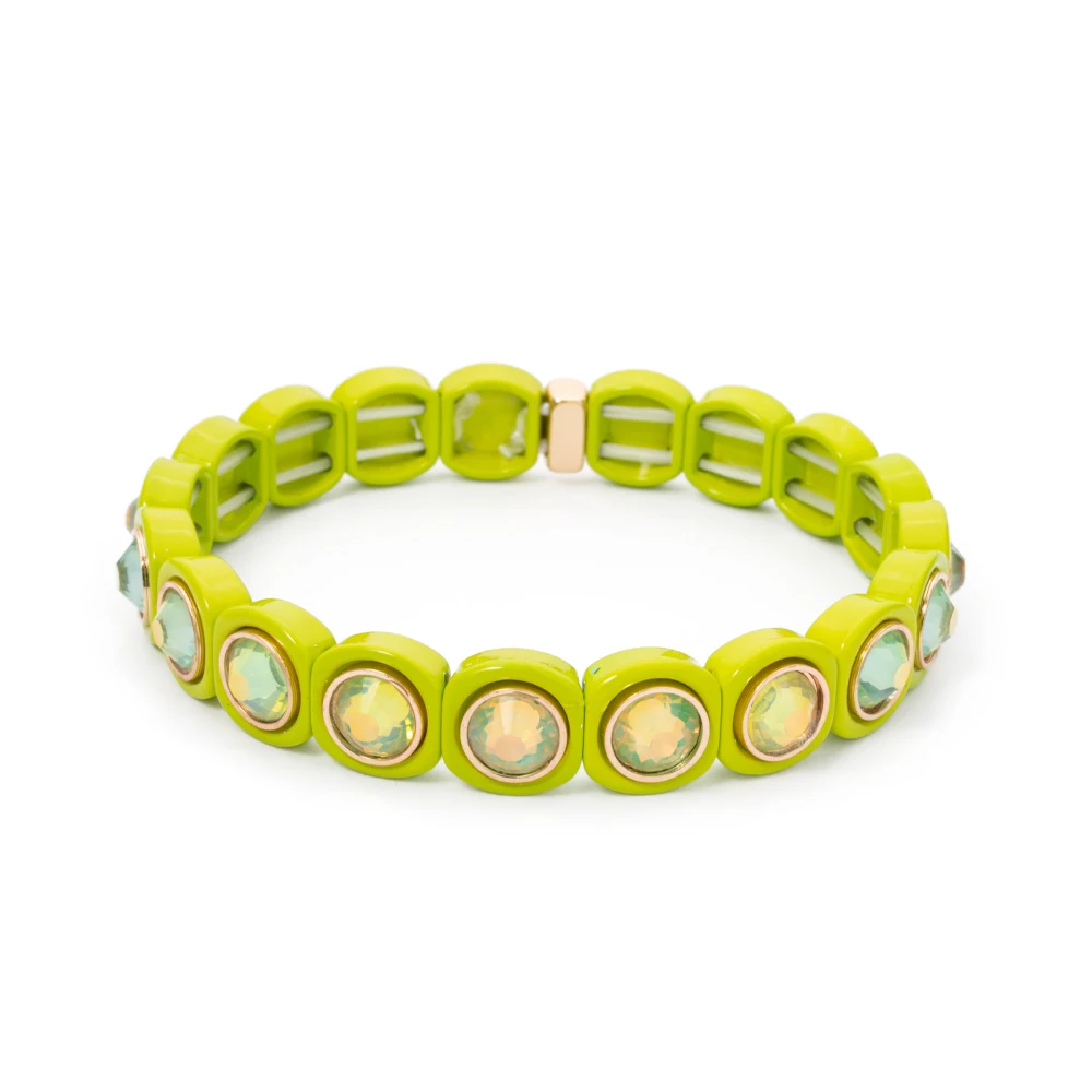 2023 New Design Colorful Bracelets For Women Inlaid Shiney Resin Diamond Elastic Bangle Acrylic Crystal Candy Color Jewelry