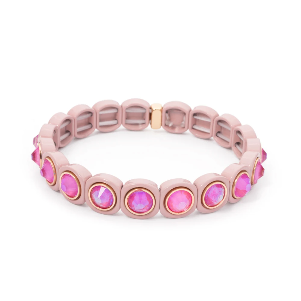 2023 New Design Colorful Bracelets For Women Inlaid Shiney Resin Diamond Elastic Bangle Acrylic Crystal Candy Color Jewelry