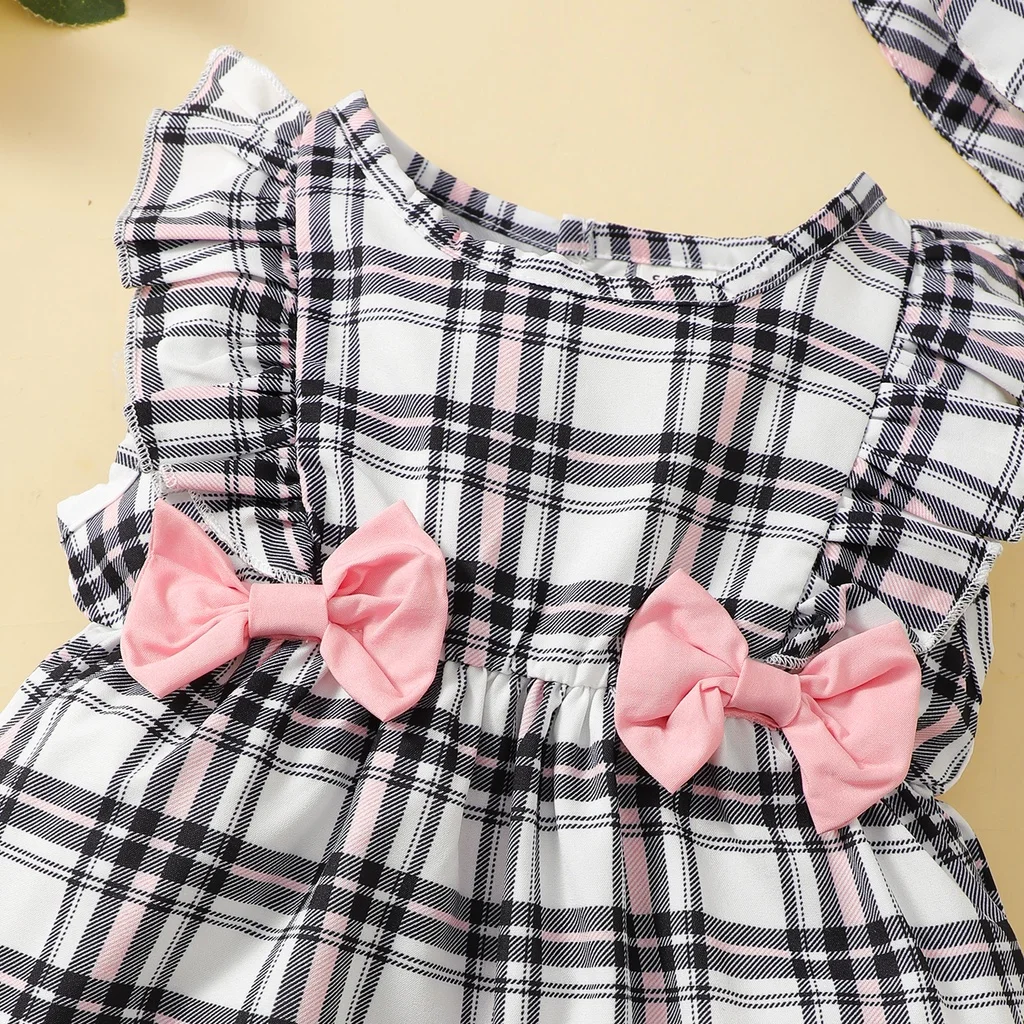 0-18 Months Newborn Baby Girl Clothes Cute Plaid Design Summer Romper+Hat 2Pcs Suit Fashion Holiday Clothing For Toddler Girl
