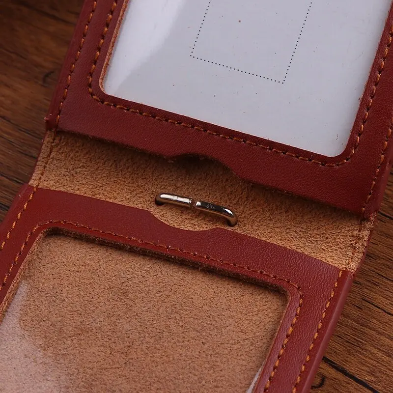 NEW Genuine Leather Badge Holder Business Work Card Neck Strap Lanyard ID Chest Card Name Tag Case Office Supplies