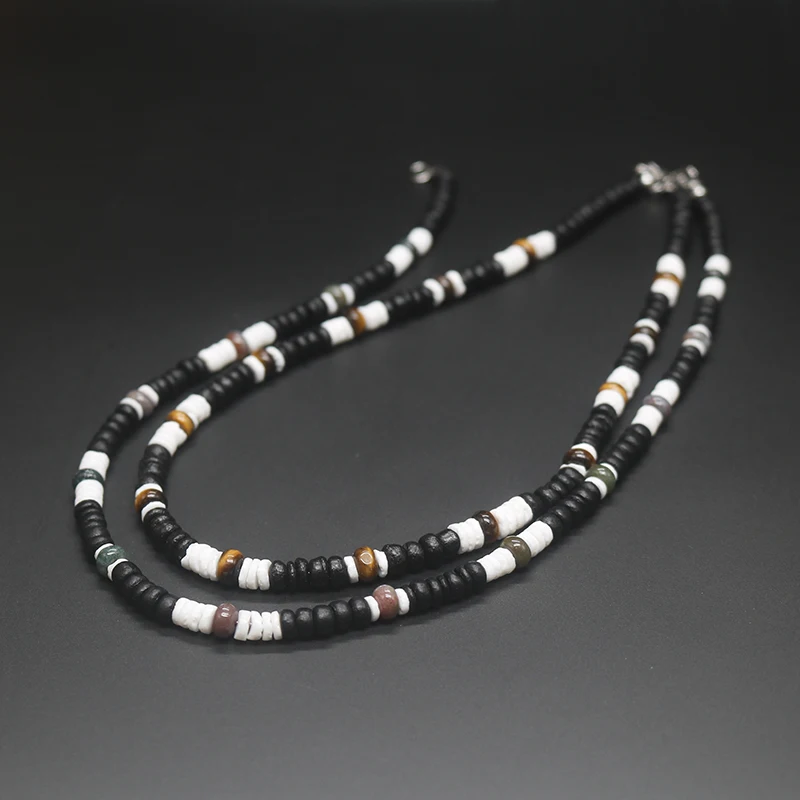 2023 Tribal Coconut Beads Necklace Men Ethnic Bohemia Puka Shell Surfer Necklace For Men Jewelry Collar Hombre Gift for Him