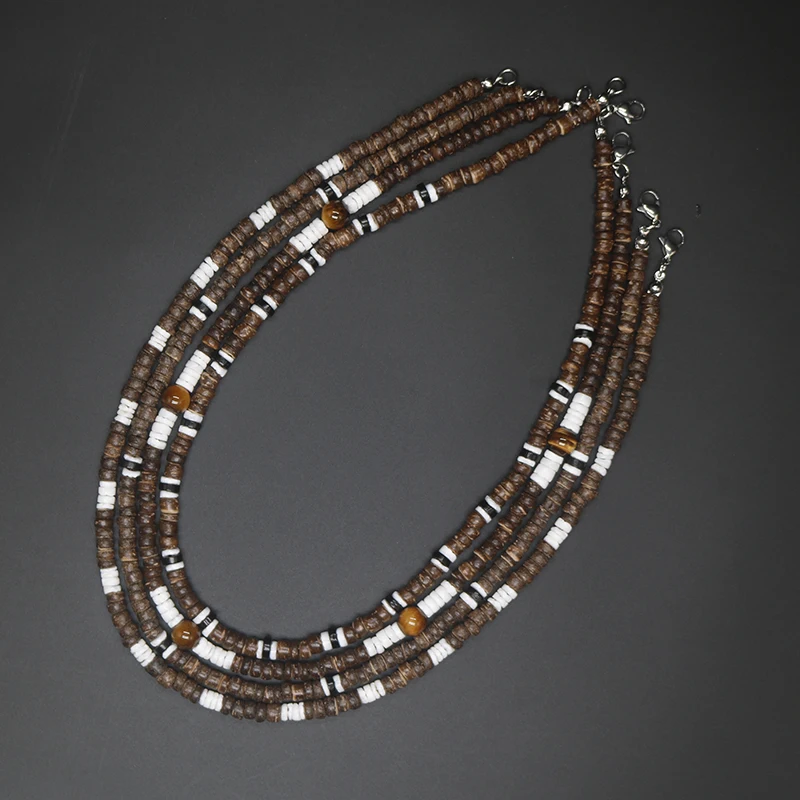 2023 Tribal Coconut Beads Necklace Men Ethnic Bohemia Puka Shell Surfer Necklace For Men Jewelry Collar Hombre Gift for Him
