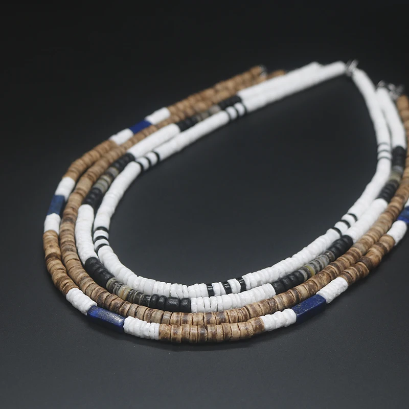 2023 Tribal Coconut Beads Necklace Men Ethnic Bohemia Puka Shell Surfer Necklace For Men Jewelry Collar Hombre Gift for Him