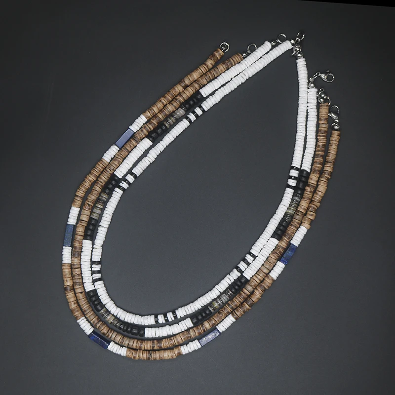 2023 Tribal Coconut Beads Necklace Men Ethnic Bohemia Puka Shell Surfer Necklace For Men Jewelry Collar Hombre Gift for Him