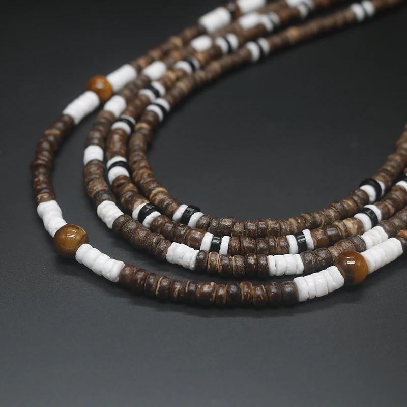 2023 Tribal Coconut Beads Necklace Men Ethnic Bohemia Puka Shell Surfer Necklace For Men Jewelry Collar Hombre Gift for Him
