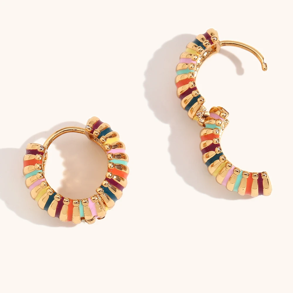 La.Muses Colorful Enamel Trendy Women's Tire Shape Hoop Earrings 2023 Stainless Steel Luxury Jewelry And Accessories For Women