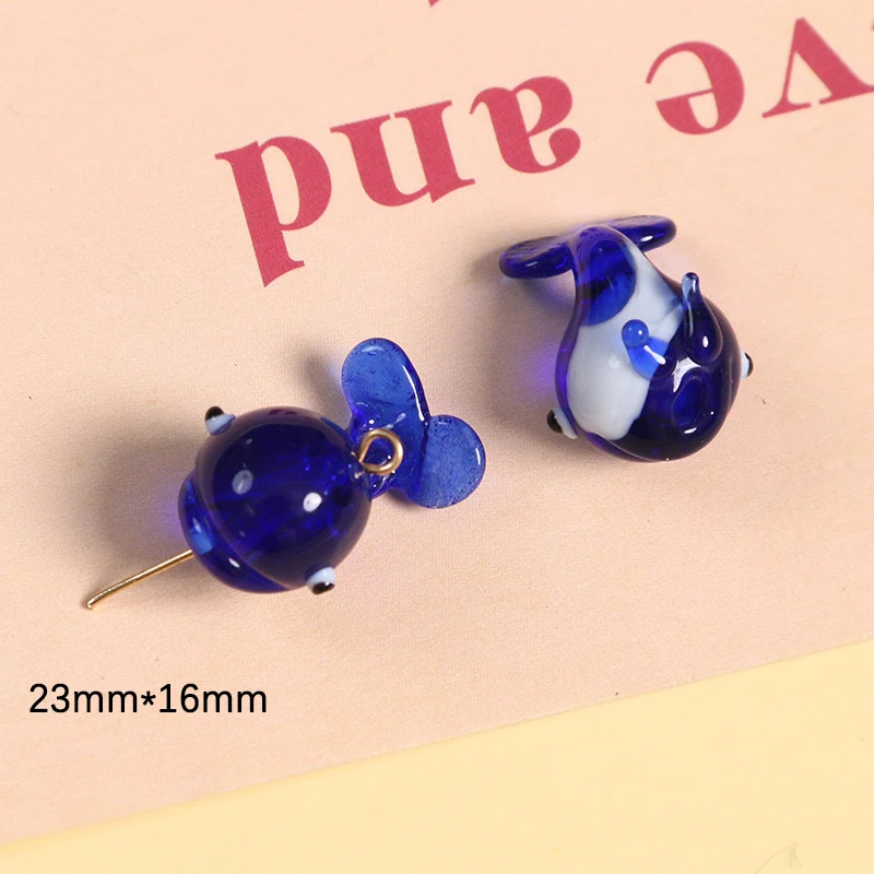 3d Glass Cartoon Cute Little Yellow Duck Frog Bracelet Bead Keychain Pendant Accessories