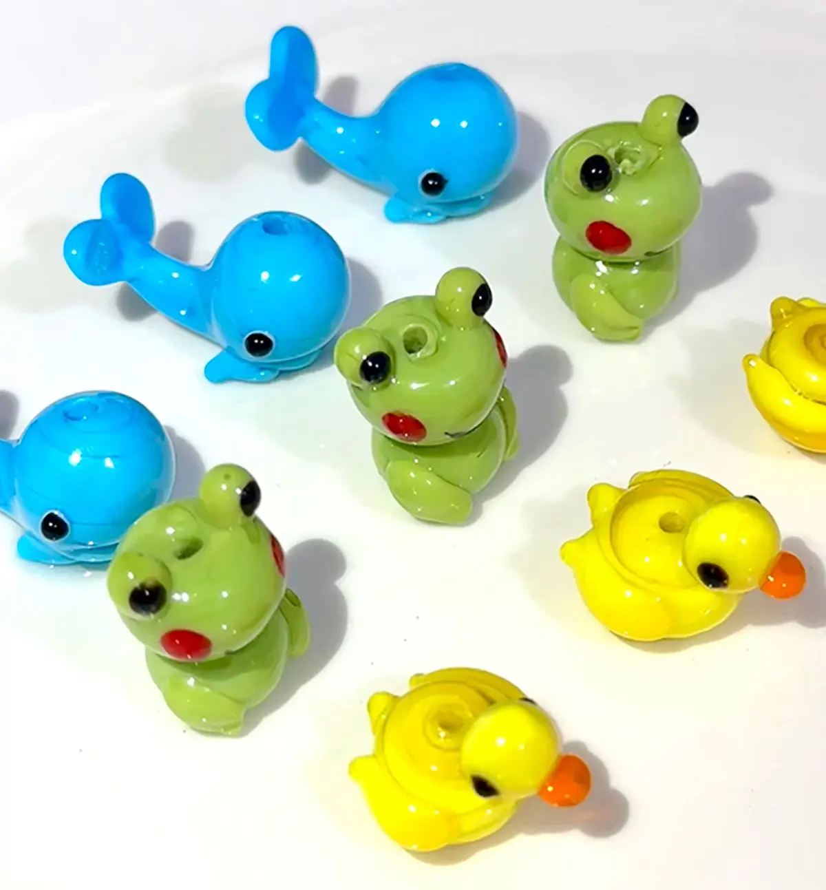 3d Glass Cartoon Cute Little Yellow Duck Frog Bracelet Bead Keychain Pendant Accessories