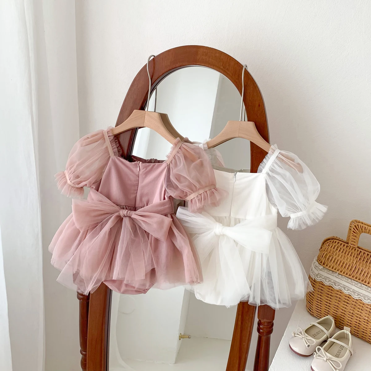 Summer Baby Romper Set Lace Polka Dots Toddler Princess Dress Infant Girls Bodysuit Baby Onesies 0-24 Months