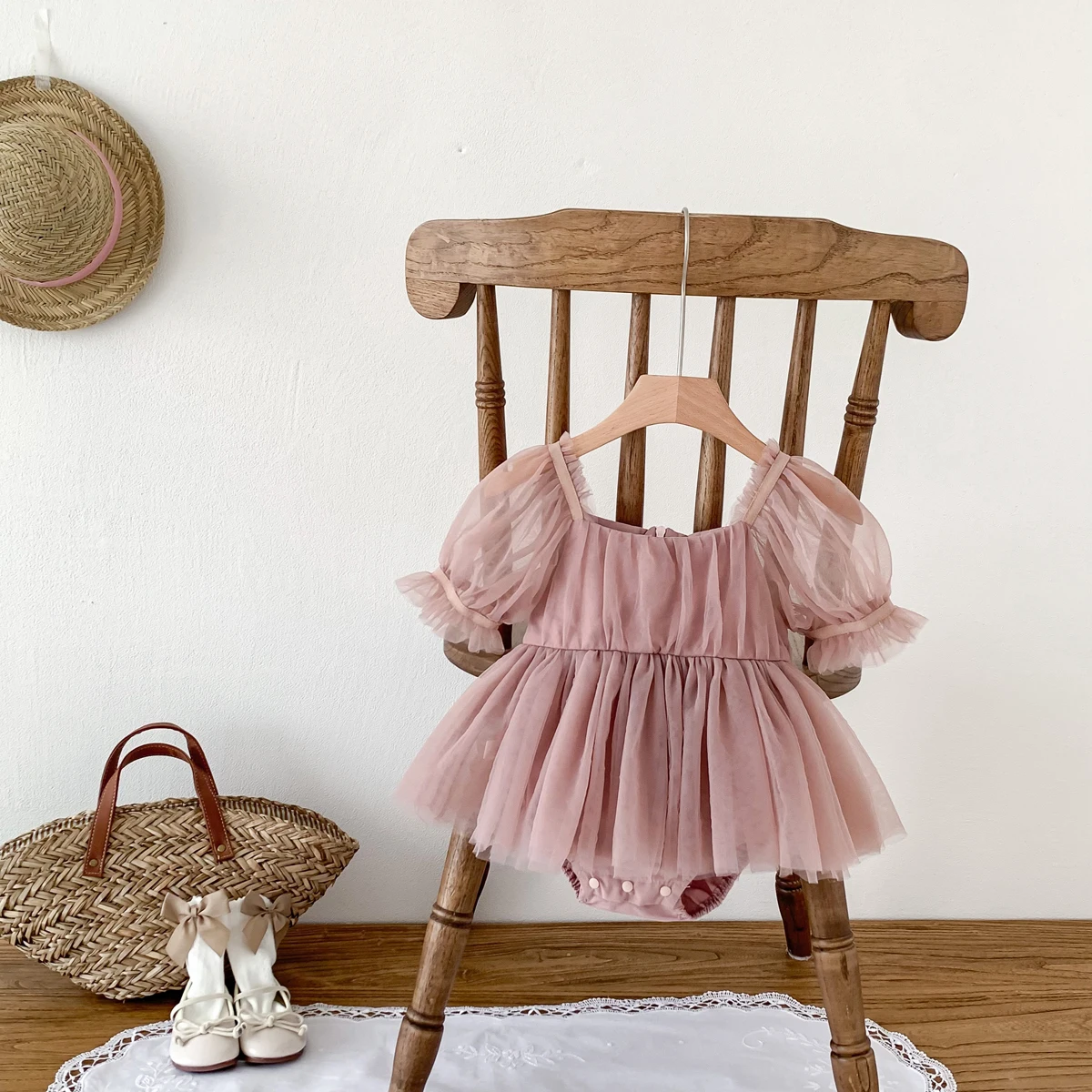 Summer Baby Romper Set Lace Polka Dots Toddler Princess Dress Infant Girls Bodysuit Baby Onesies 0-24 Months