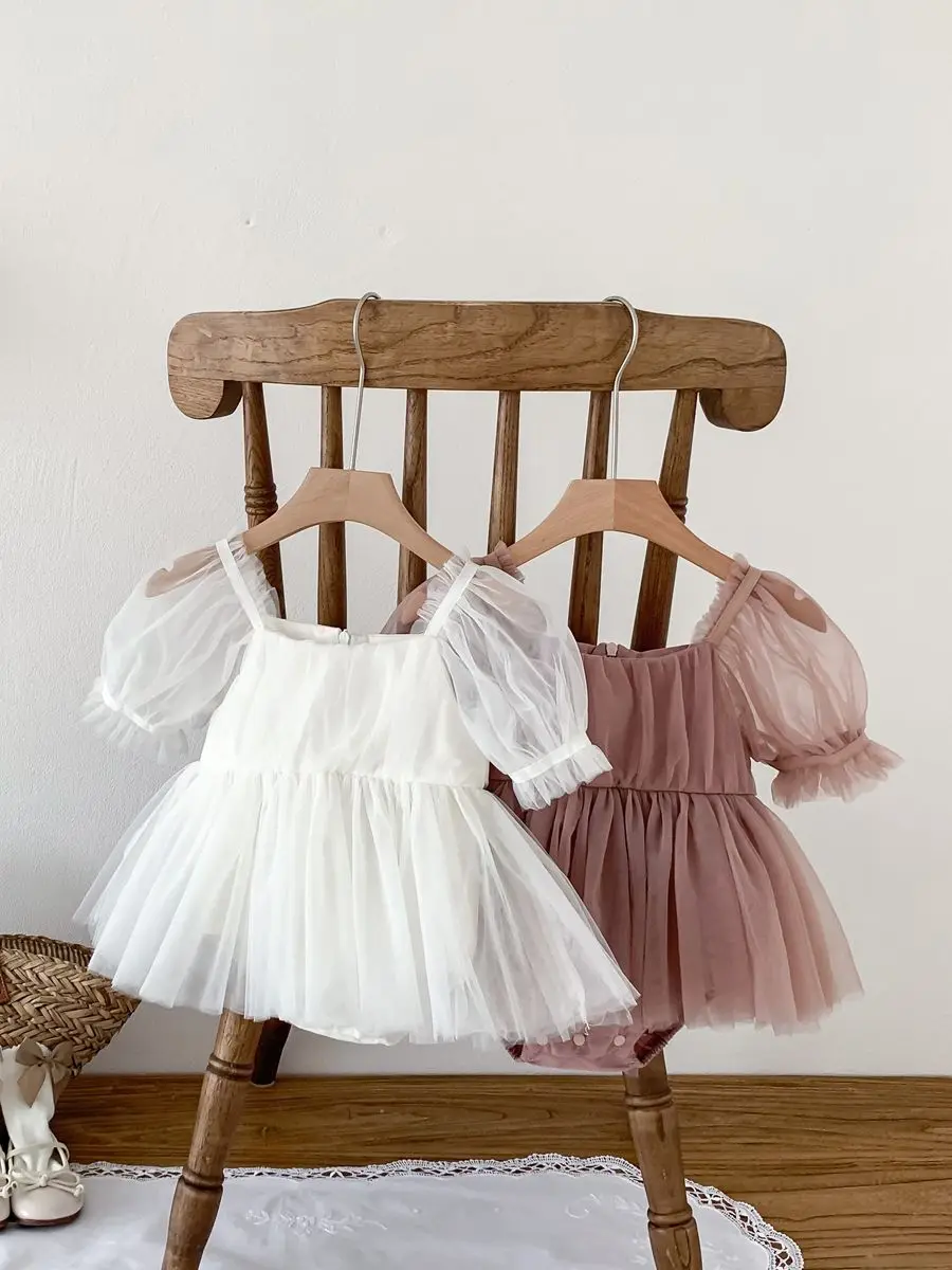 Summer Baby Romper Set Lace Polka Dots Toddler Princess Dress Infant Girls Bodysuit Baby Onesies 0-24 Months