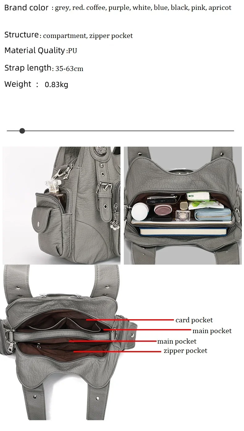 Women Handbags Black Vintage Shoulder Bags Fashion PU Handbag Angel Kiss Female Satchel Big-capacity Shoulder Purse Bag Feminina