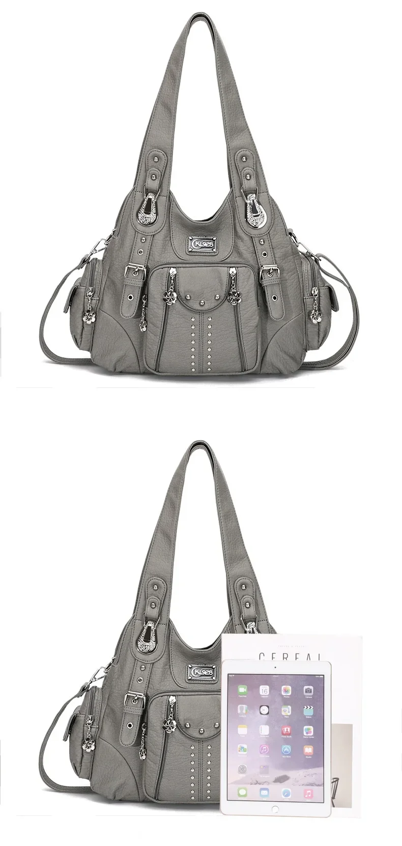 Women Handbags Black Vintage Shoulder Bags Fashion PU Handbag Angel Kiss Female Satchel Big-capacity Shoulder Purse Bag Feminina