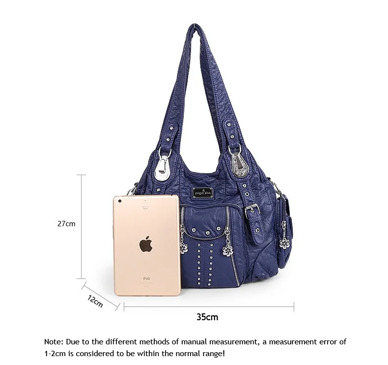 Women Handbags Black Vintage Shoulder Bags Fashion PU Handbag Angel Kiss Female Satchel Big-capacity Shoulder Purse Bag Feminina