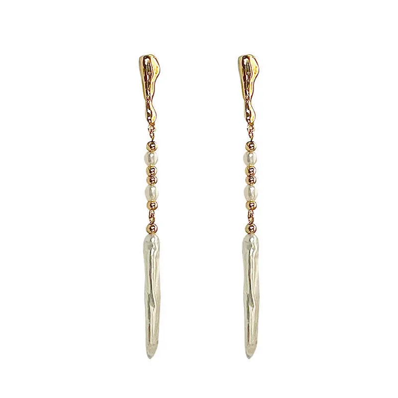 Minar High Quality Nature Freshwater Pearl Dangle Earrings for Women 14K Real Gold Plated Brass Beads Strand Long Tassel Earring