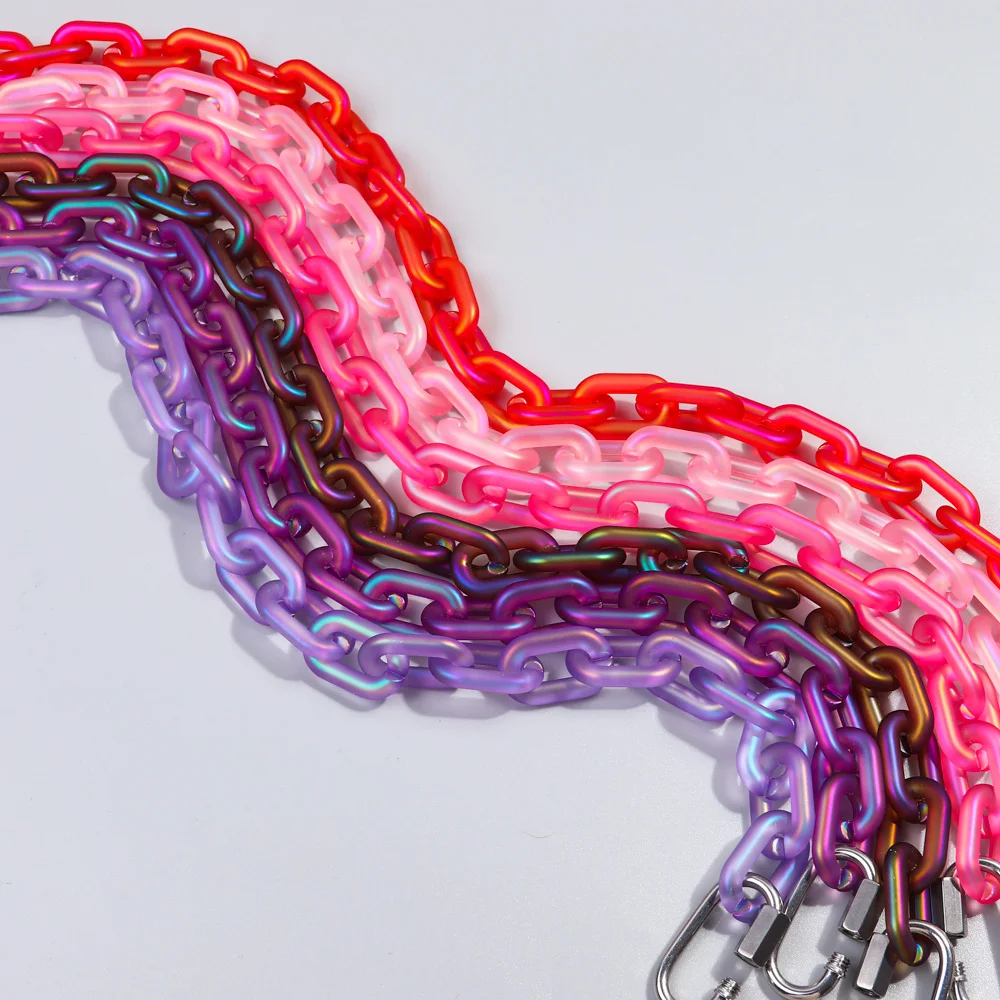 FishSheep Trendy Colorful Acrylic Chain Lock Pendant Necklaces for Men Women Resin Long Link Buckle Necklace Male Jewelry Gifts