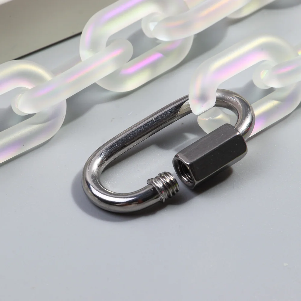 FishSheep Trendy Colorful Acrylic Chain Lock Pendant Necklaces for Men Women Resin Long Link Buckle Necklace Male Jewelry Gifts