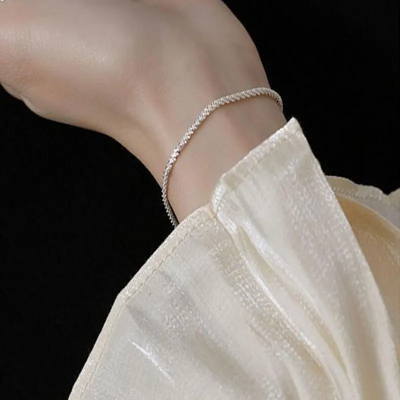 SOMILIA S925 Sterling Silver Bracelet 18K Gold Plated Sparkling Glitter Bracelet Real Money Hand Jewelry Lady Strap Holiday Gift