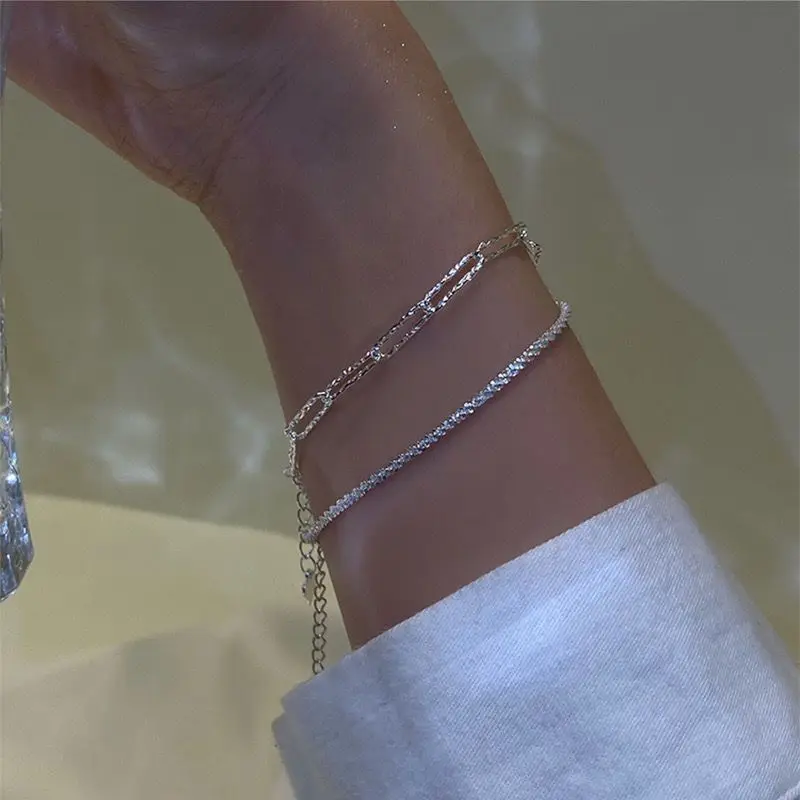 SOMILIA S925 Sterling Silver Bracelet 18K Gold Plated Sparkling Glitter Bracelet Real Money Hand Jewelry Lady Strap Holiday Gift