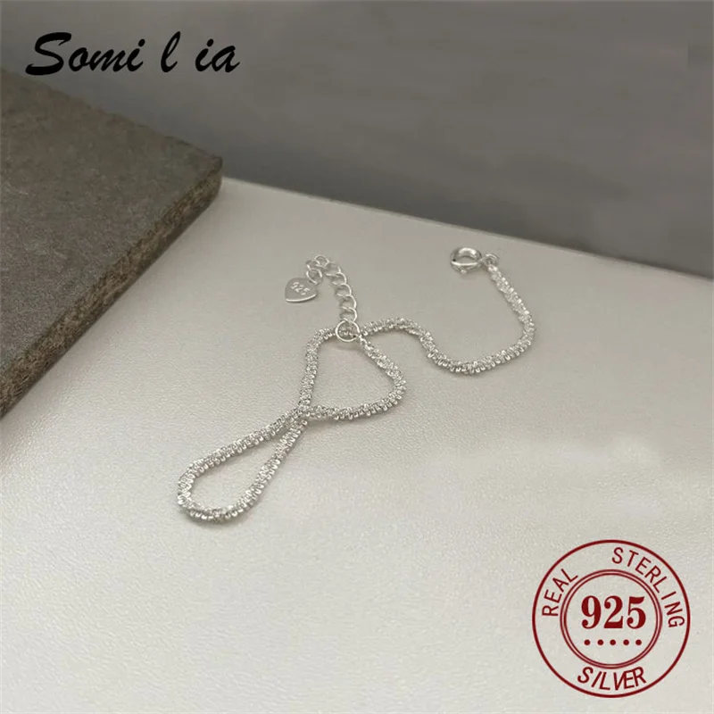 SOMILIA S925 Sterling Silver Bracelet 18K Gold Plated Sparkling Glitter Bracelet Real Money Hand Jewelry Lady Strap Holiday Gift