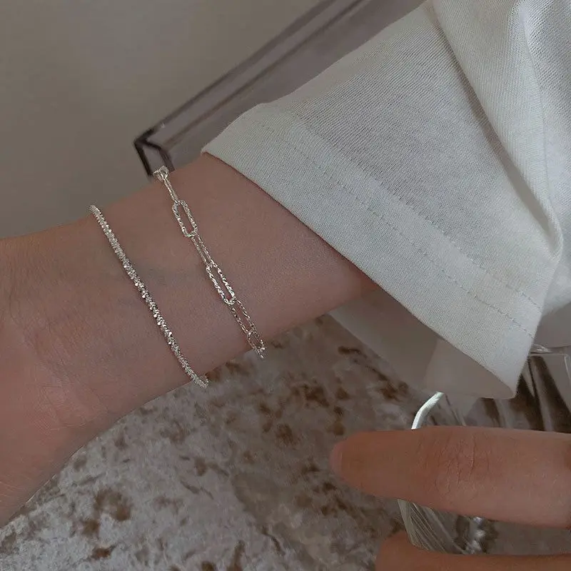 SOMILIA S925 Sterling Silver Bracelet 18K Gold Plated Sparkling Glitter Bracelet Real Money Hand Jewelry Lady Strap Holiday Gift