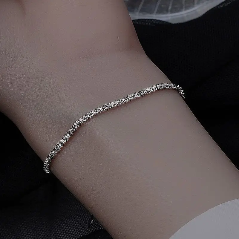 SOMILIA S925 Sterling Silver Bracelet 18K Gold Plated Sparkling Glitter Bracelet Real Money Hand Jewelry Lady Strap Holiday Gift