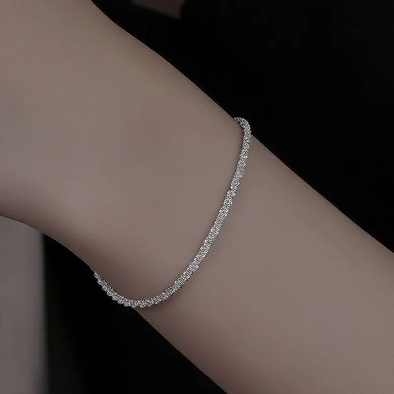 SOMILIA S925 Sterling Silver Bracelet 18K Gold Plated Sparkling Glitter Bracelet Real Money Hand Jewelry Lady Strap Holiday Gift