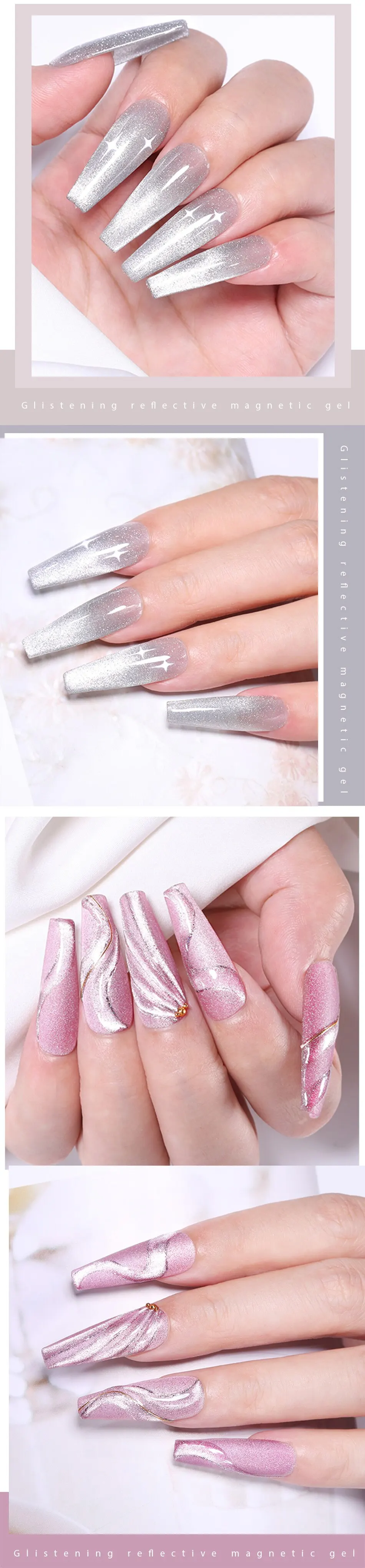 UR SUGAR 7.5ml Reflective Magnertic Gel Nail Polish Laser Silver Pink Magnetic Gel Soak Off UV LED Nail Manicure Varnish UV Gel