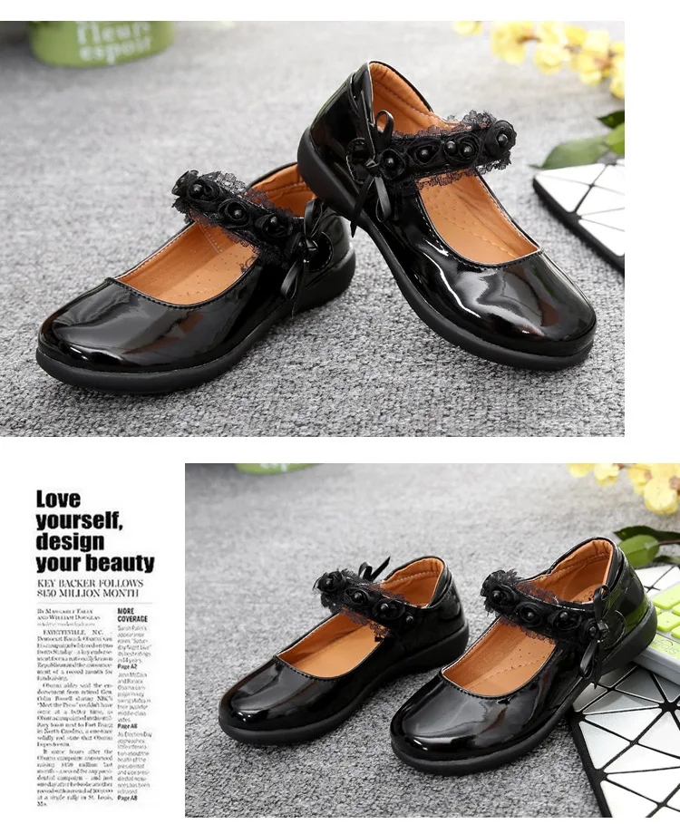 Kids Girls Leather Shoes Children Students Girls Soft Bottom Performance Shoes Children Students Princess Footwear