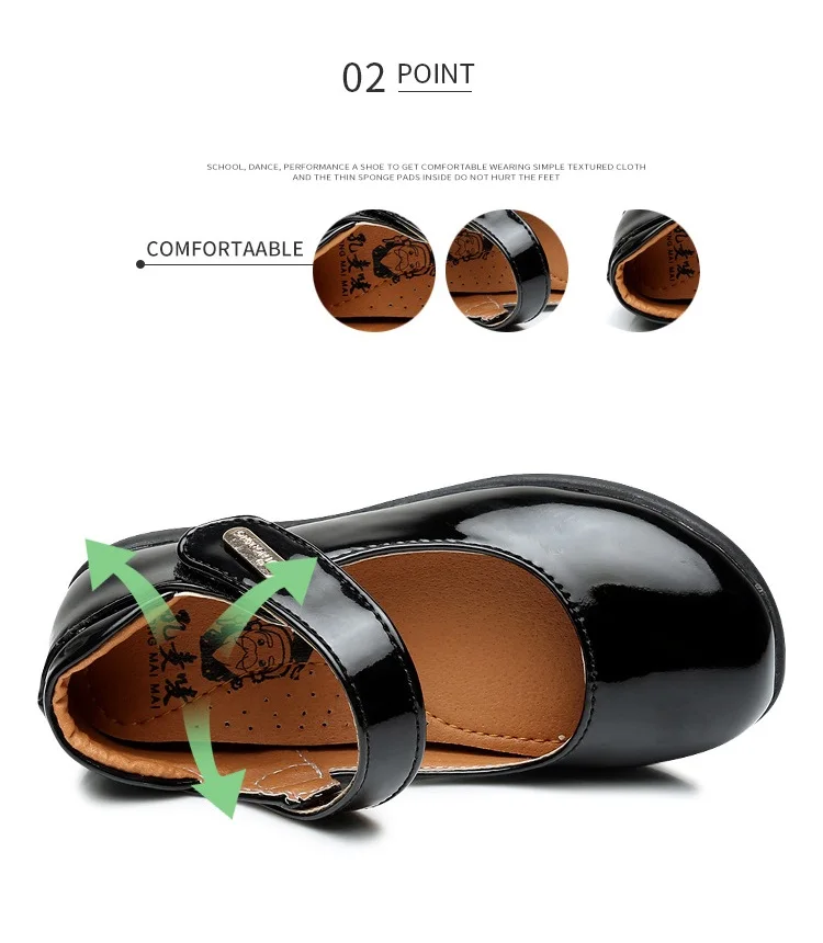 Kids Girls Leather Shoes Children Students Girls Soft Bottom Performance Shoes Children Students Princess Footwear