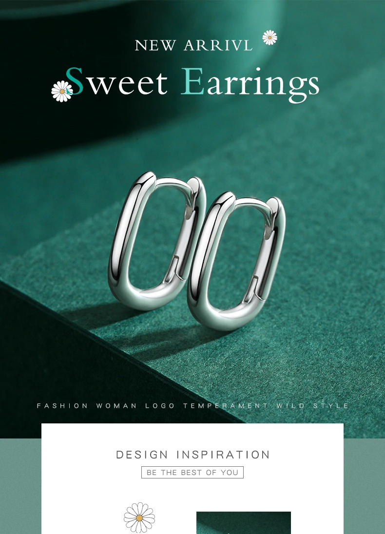 Modian Minimalist Oval Charm Hoop Earrings For Women Authentic 925 Sterling Silver Simple Wedding Engagement Fine Jewelry Gifts