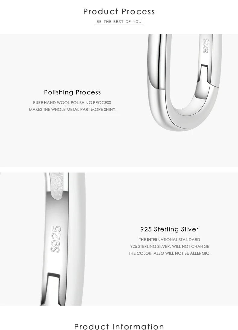 Modian Minimalist Oval Charm Hoop Earrings For Women Authentic 925 Sterling Silver Simple Wedding Engagement Fine Jewelry Gifts